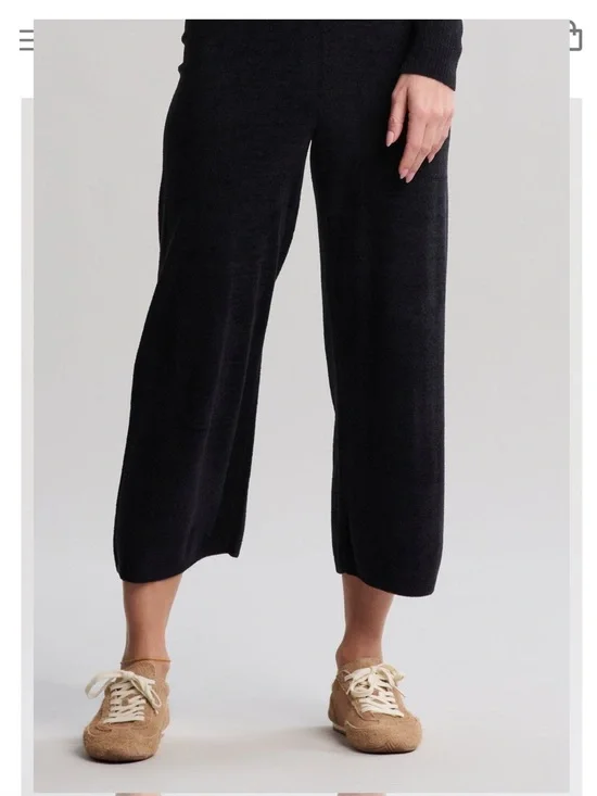 NWT BAREFOOT DREAMS black CozyChic Ultra Lite Knit cropped pants size small - Picture 1 of 1